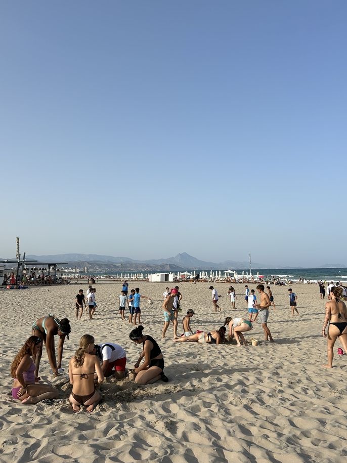 Working on their sandcastles at San Juan beach!