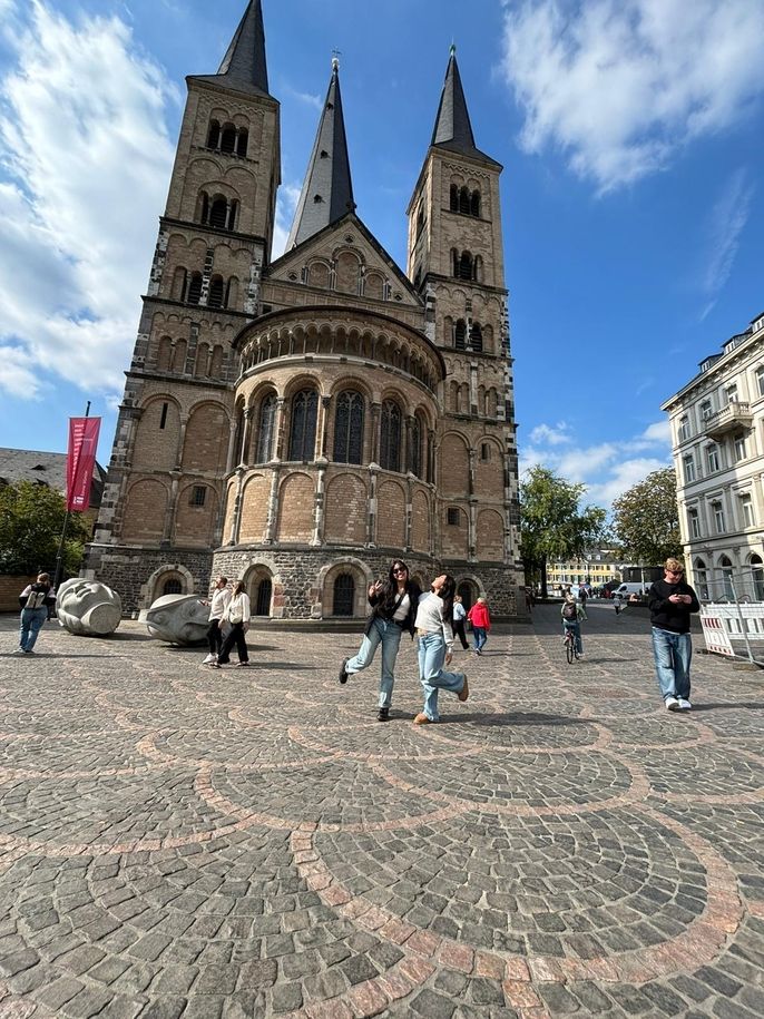 My friend Hanna and I in Bonn. This is the church down the road from Beethoven's house.