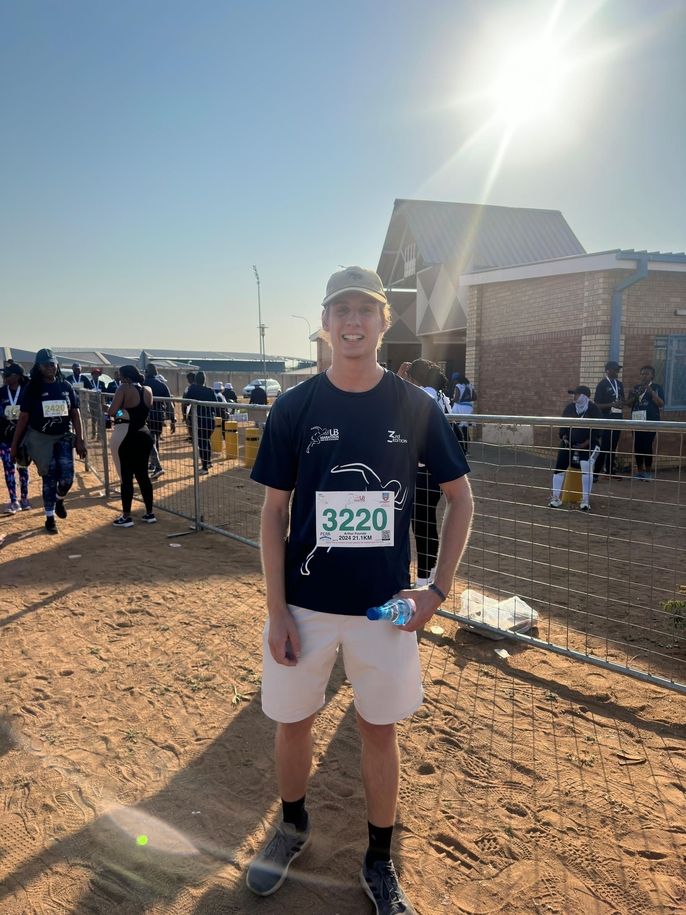 A picture of Arthur at the University of Botswana stadium during the marathon.