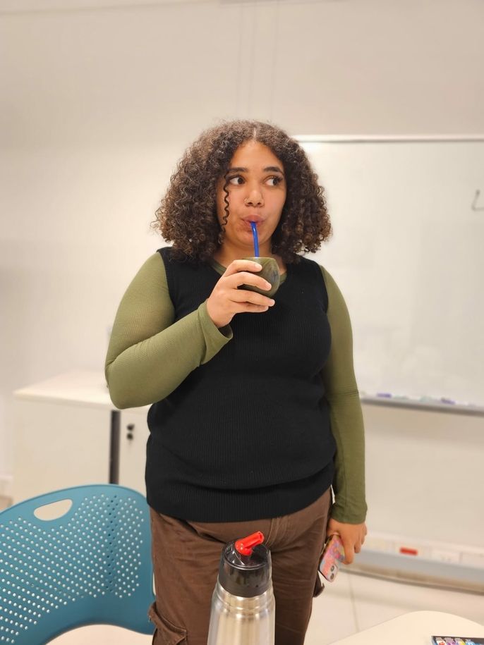 Buenos aires female student drinking Mate