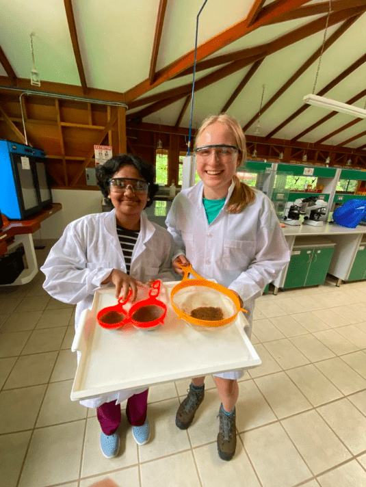 Science in action! Channing and Manee working at the lab.