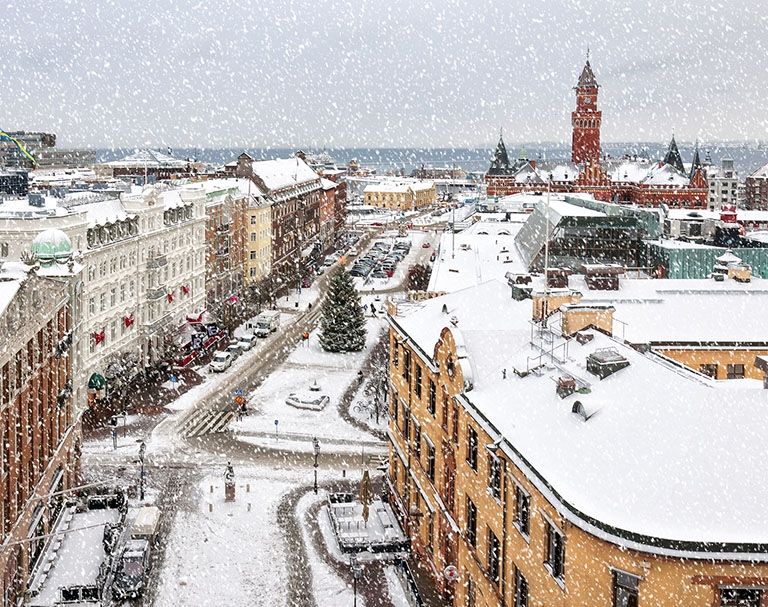 january in copenhagen snowy buildings