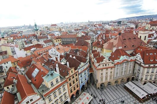 prague aerial view city