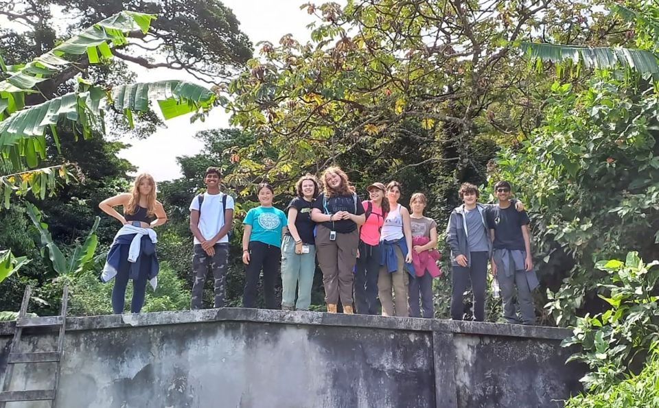 High school students posing in jungle in Costa Rica