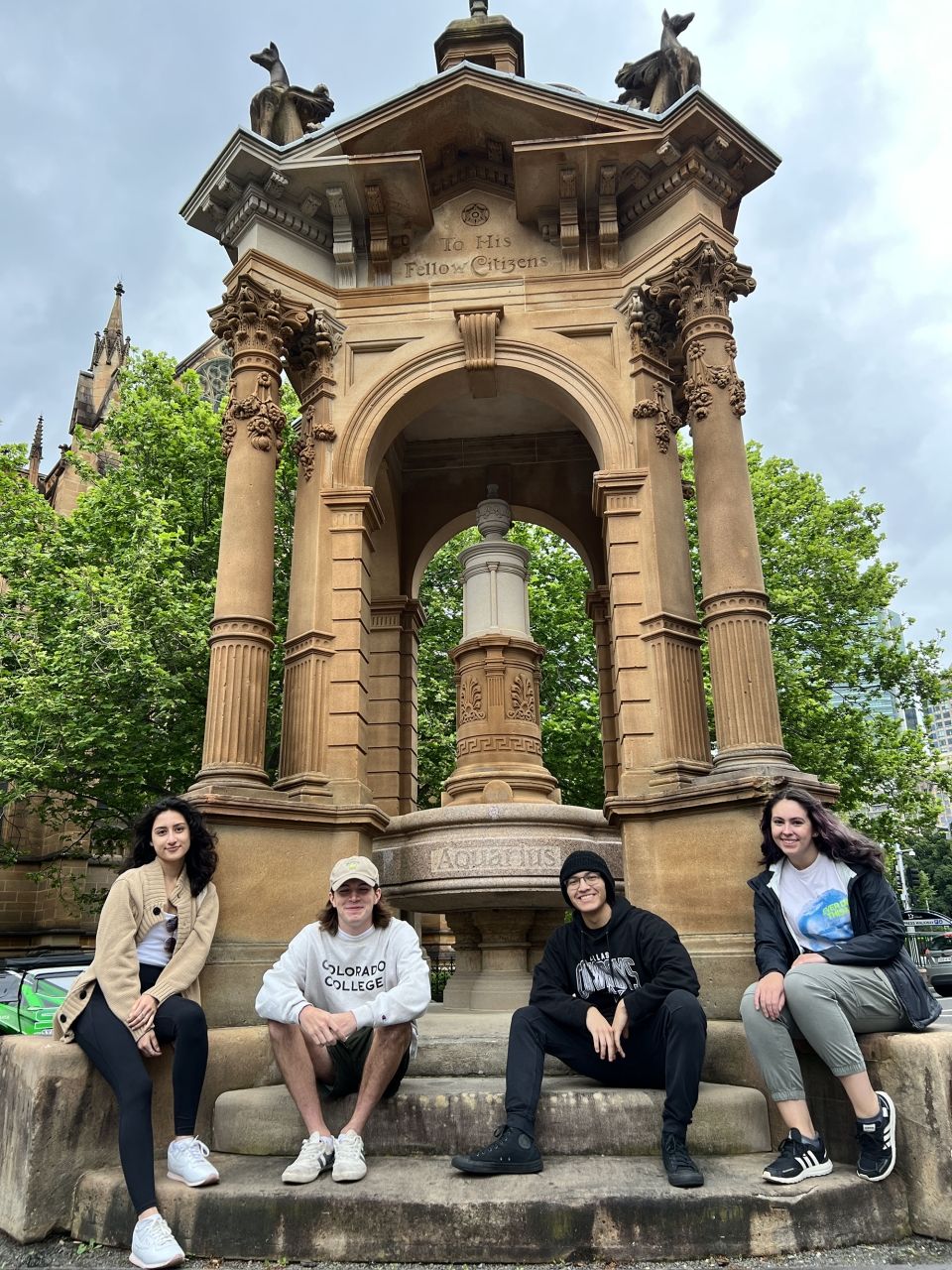 Students in Sydney visiting Frazer Fountain