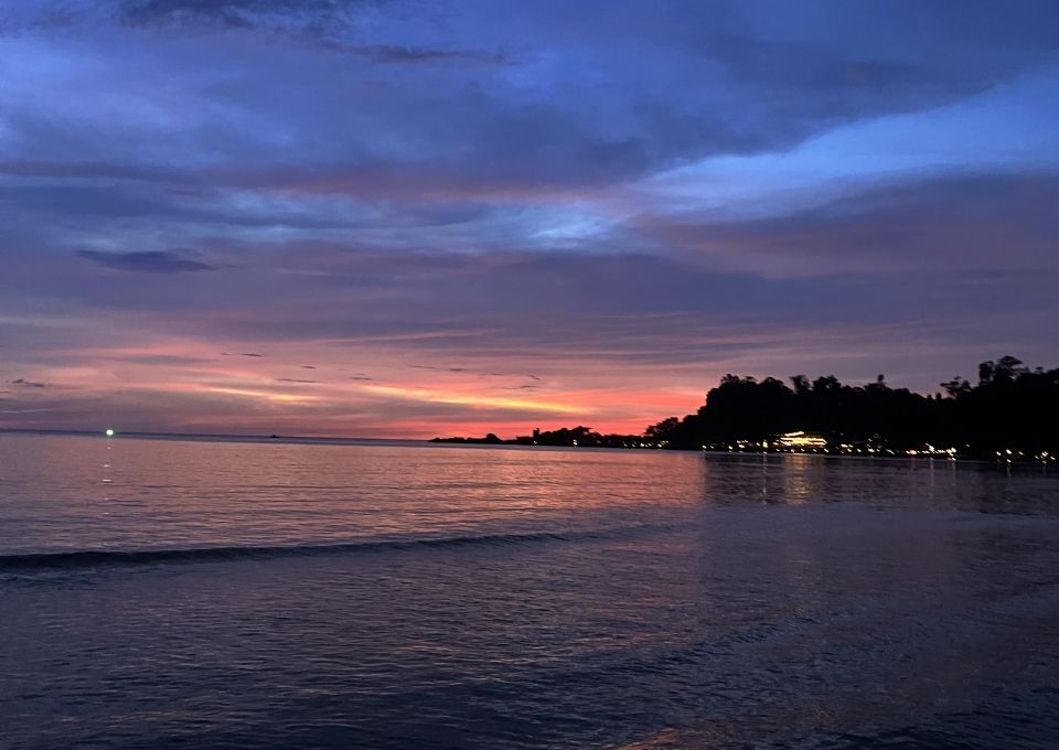 Dark blue and pink sunset over the ocean