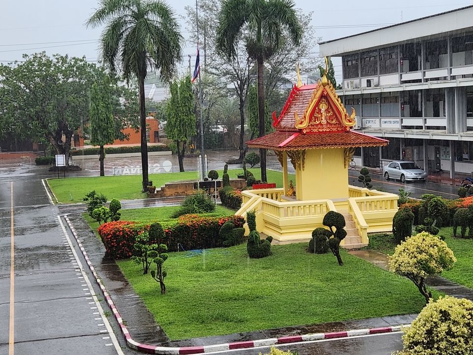 school and rain