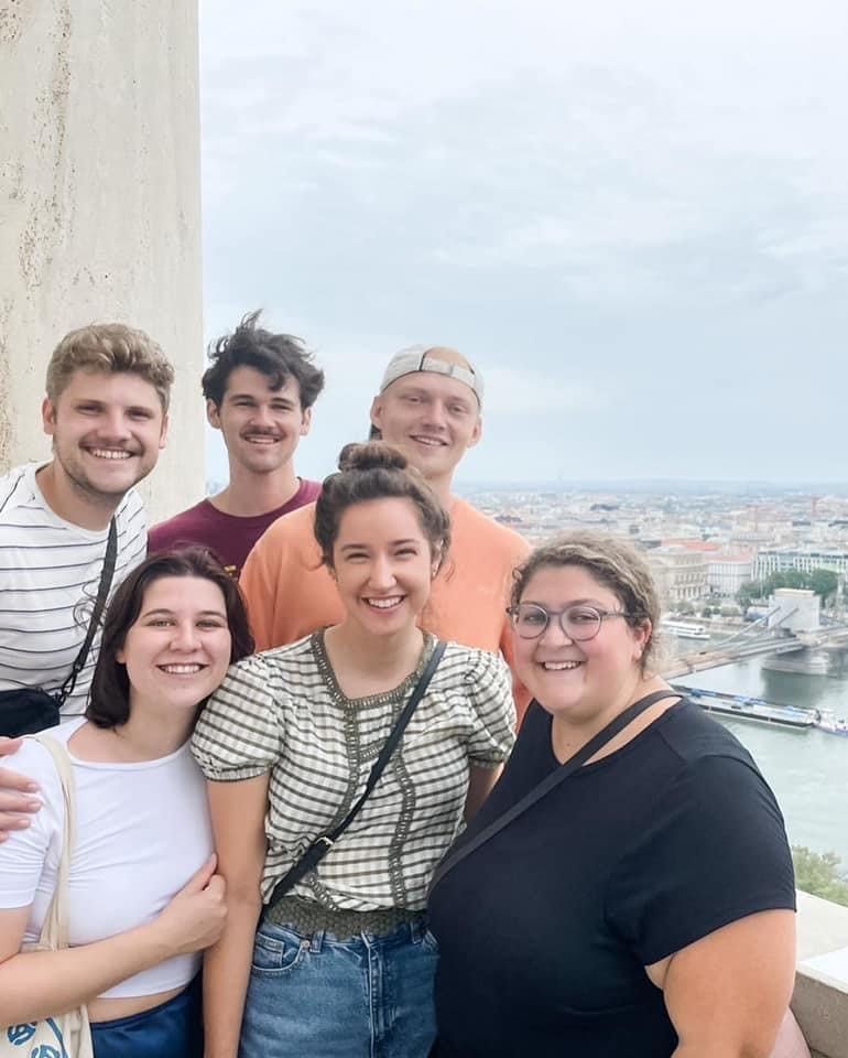 Alyson with a group of friends in Budapest 