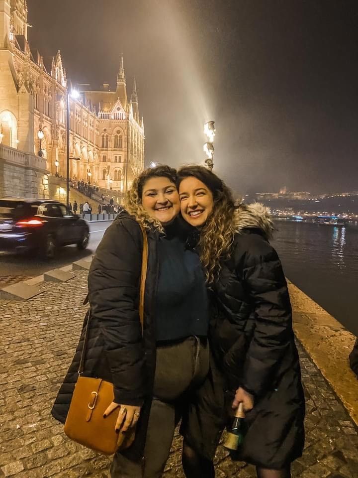 Alyson with a friend in Budapest