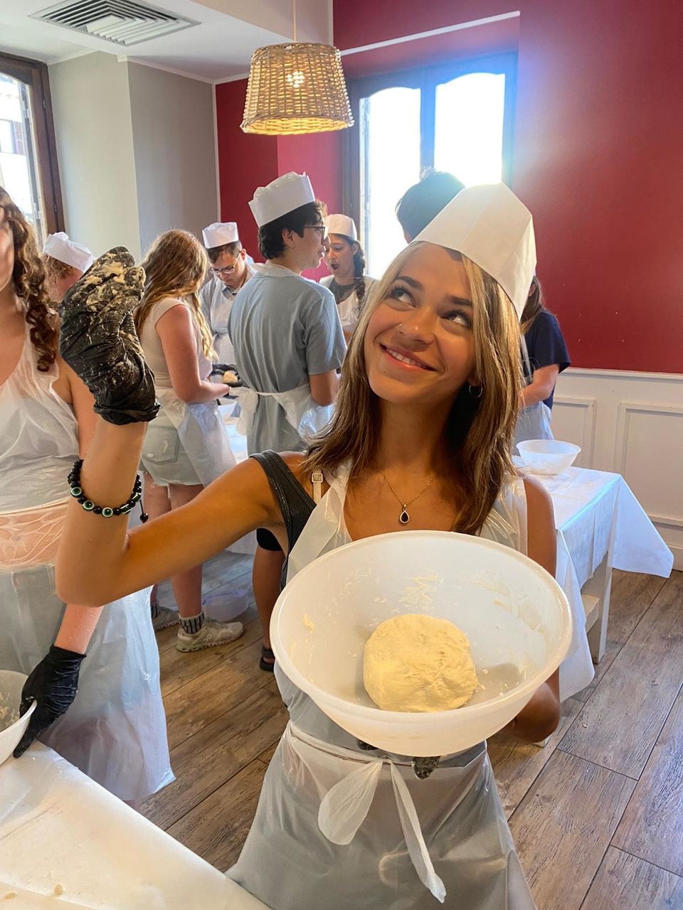 Student Posing with Dough