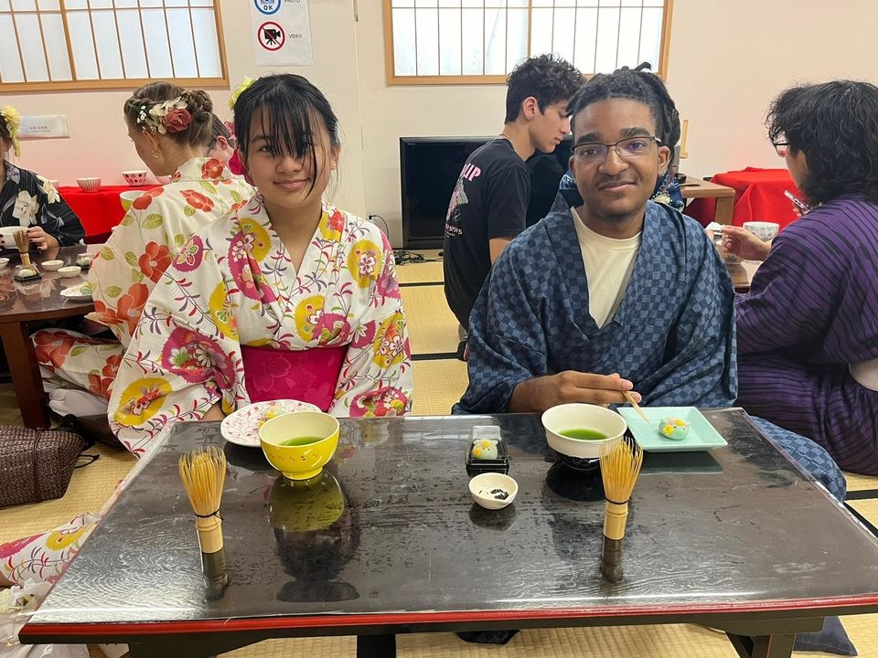Students got to enjoy their wagashi sweets while participating in a traditional tea ceremony.