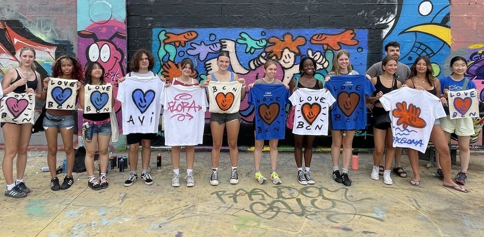 Students with their spray painted shirts