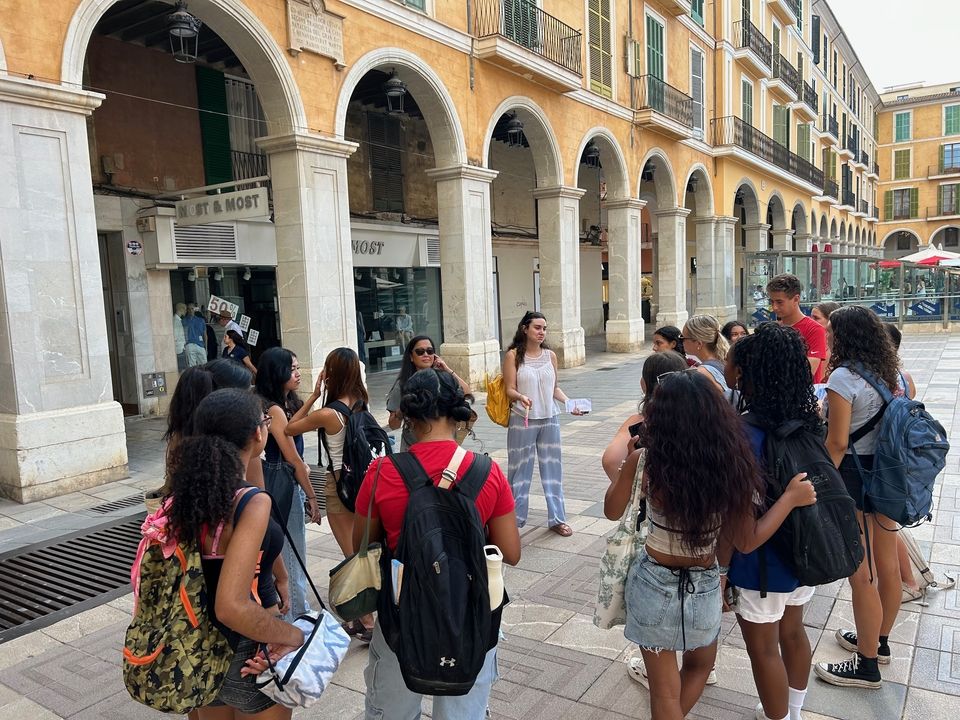 Touring Plaza Mayor on the way to the shop