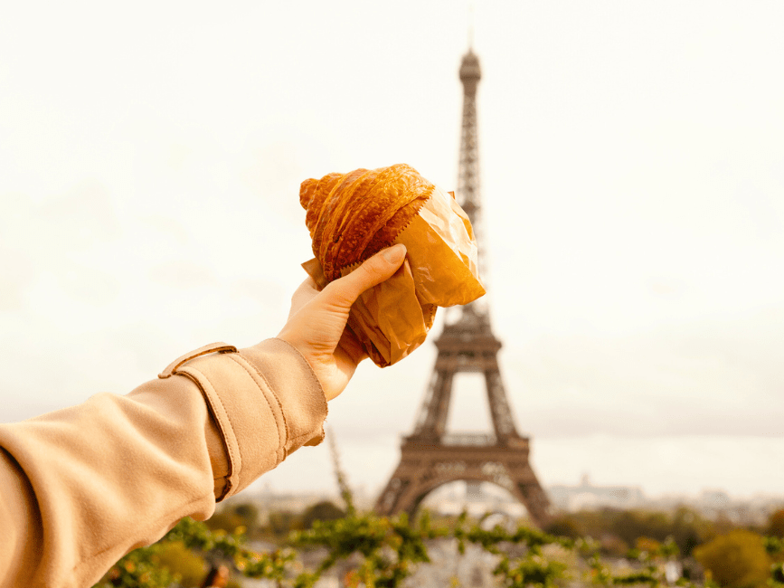 croissant with Eiffel tower in the background