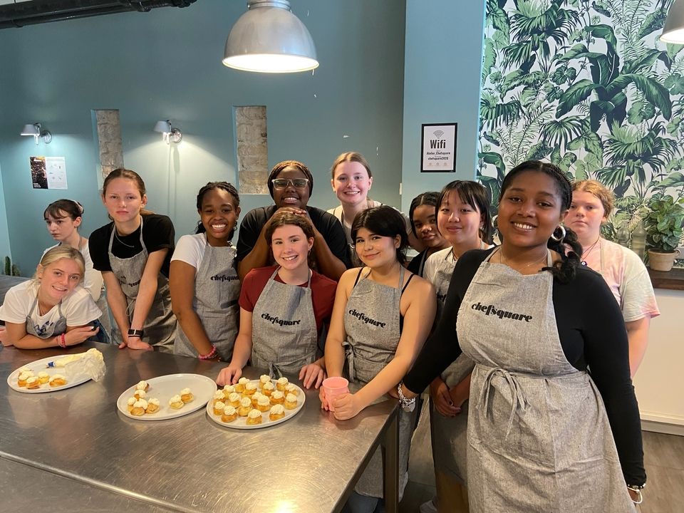 High school summer abroad students cooking