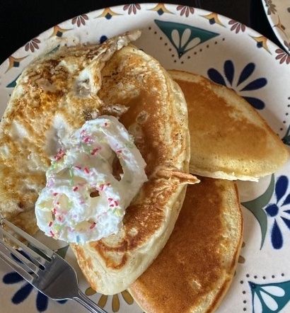 Pancakes with whipped cream