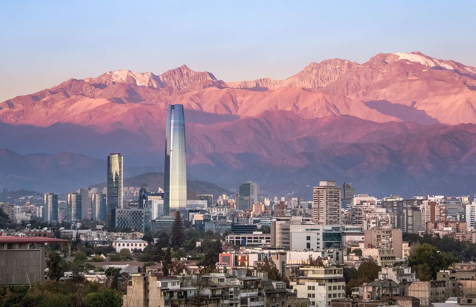 santiago chile sunset mountains city