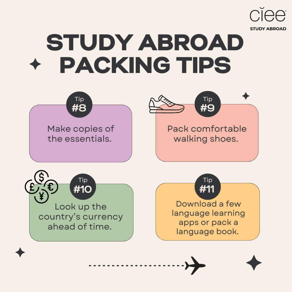 study abroad packing tips